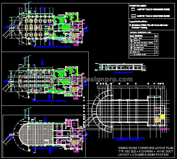 Commercial Dining Area CAD- Layout, Ceiling, Flooring DWG